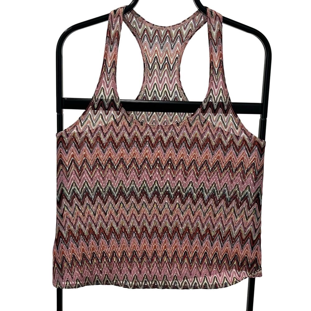 Top Secret Women's SM New Wave Weave Pattern Racer Back Tank Blouse
